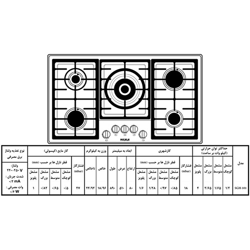 نیک کالا اجاق گاز صفحه ای استیل مدل SGH-102